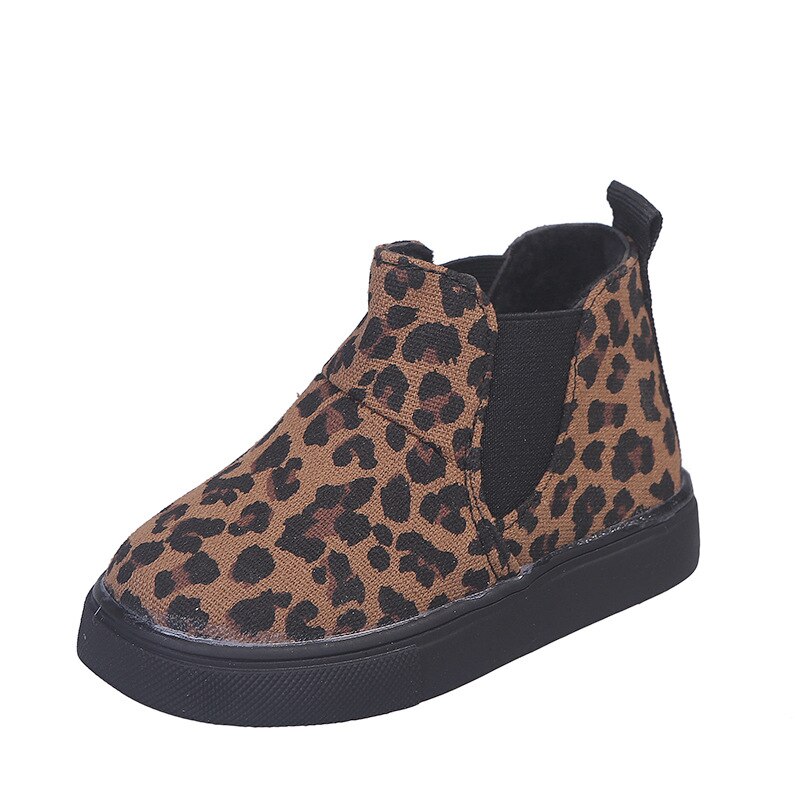 Leopard børnelærred sko drenge piger afslappet high-top sneakers ankelstøvler til baby doven sko koreanske skridsikre