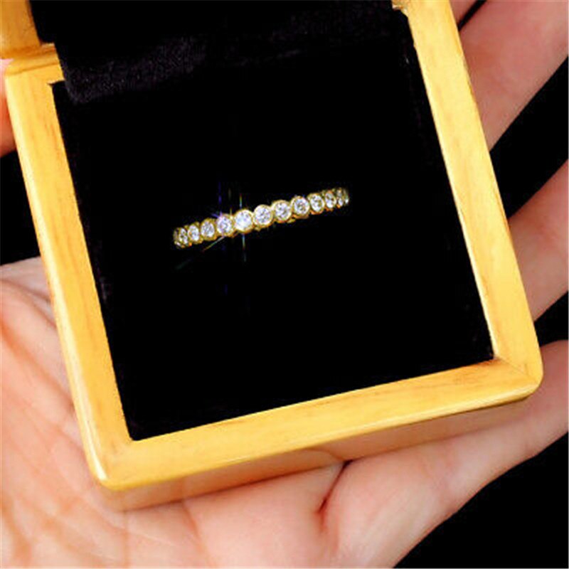 Anillo Eternity Promise para mujer, de Plata de Ley 925 pavé AAAAA cz, anillos de compromiso para boda, joyería de para nupcial