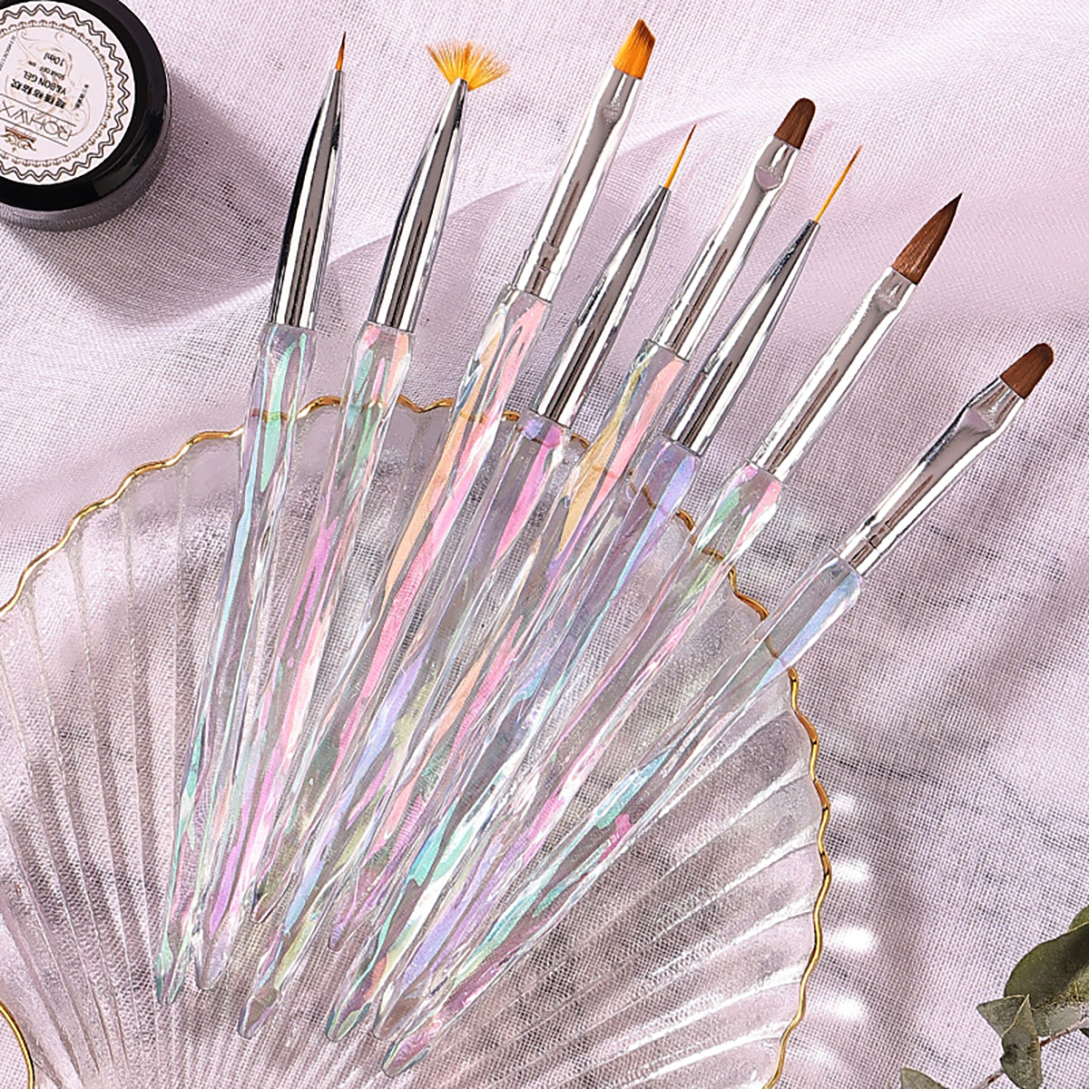 Juego de pinceles para uñas, herramientas de fototerapia, pinceles para pintar, dibujar y mejorar las uñas, Gel Uv, 8 unidades