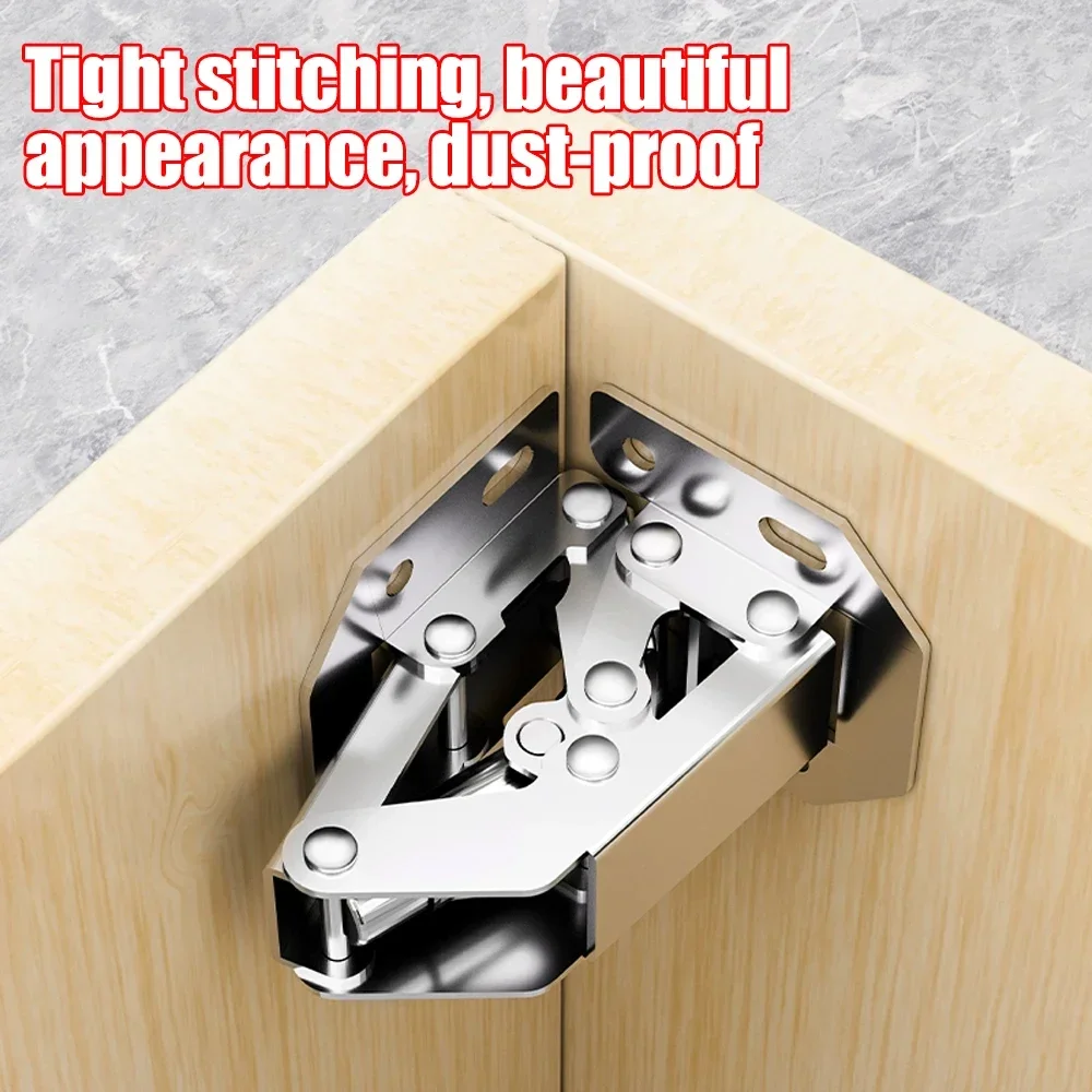 12-2PCS Stainless Steel Cabinet Hinges 90 Degree No-Drilling Hole Cupboard Door Soft Close Hinges Furniture Hardware Accessories