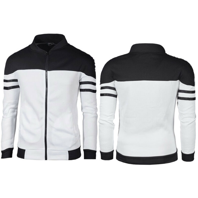 Meihuida forår efterår mænd golf jakker frakke stribet patchwork slim fit jakker til afslappet sport jakke mandlig mand sportwear toppe