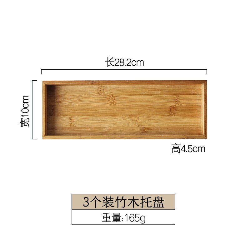 square snack plate divided grid plate household ceramic platter snack nut plate sauce plate fruit plate dish: 3 wooden pallets
