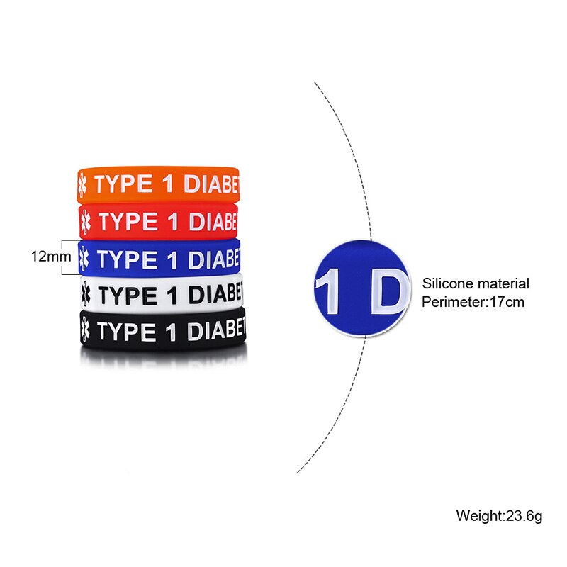 Type 1 og 2 diabetes silikone gummi armbånd til børn armbånd