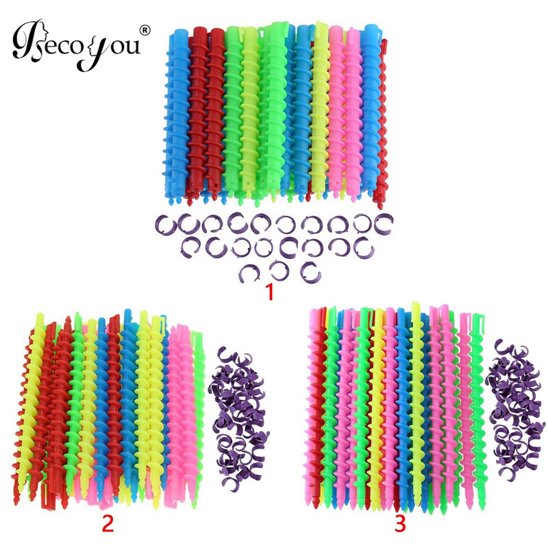 40 stücke Lange Spirale Haar Lockenwickler Keine Wärme Spirale Locken Styling Rollen Zubehör für Hause Salon DIY Haarstyling-gelee Zufällige Farben