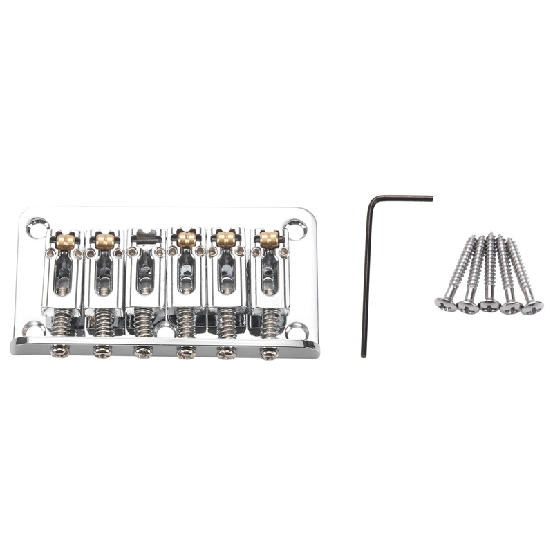 Hardtail Guitar Bridge Body Through for 6 String Electric Parts: Silver