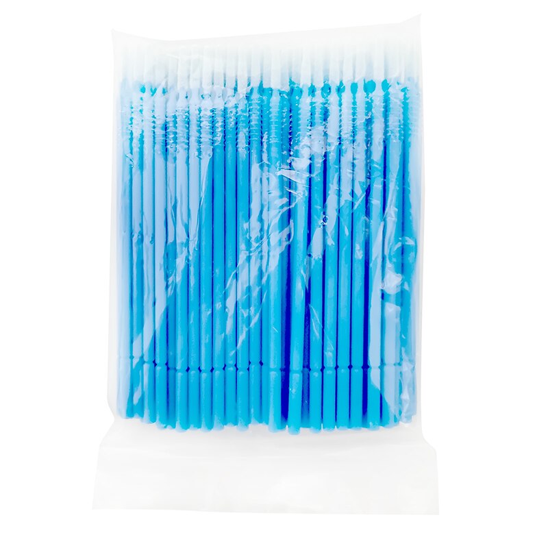 100pcs/Pack Bendable Micro Brushes Disposable Microbrush Applicators Eyelash Extensions Eyelash Glue Cleaning Brush for Eyelash: Blue