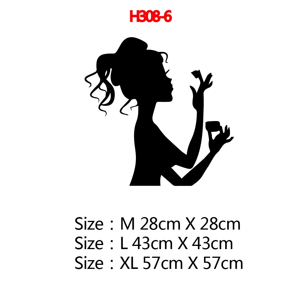 Elegante Frau Schönheitssalon Manikübetreffend Einkaufen Vinyl Wandaufkleber für Friseursalon Wanddekoration Selbstklebende abnehmbare Tapete: XL / Rosa