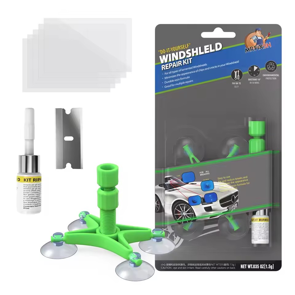Kit de resina para reparación de parabrisas de coche, herramientas para romper el parabrisas, pegatinas protectoras para restauración de arañazos, limpiador de vidrio, cuidado sin rastro