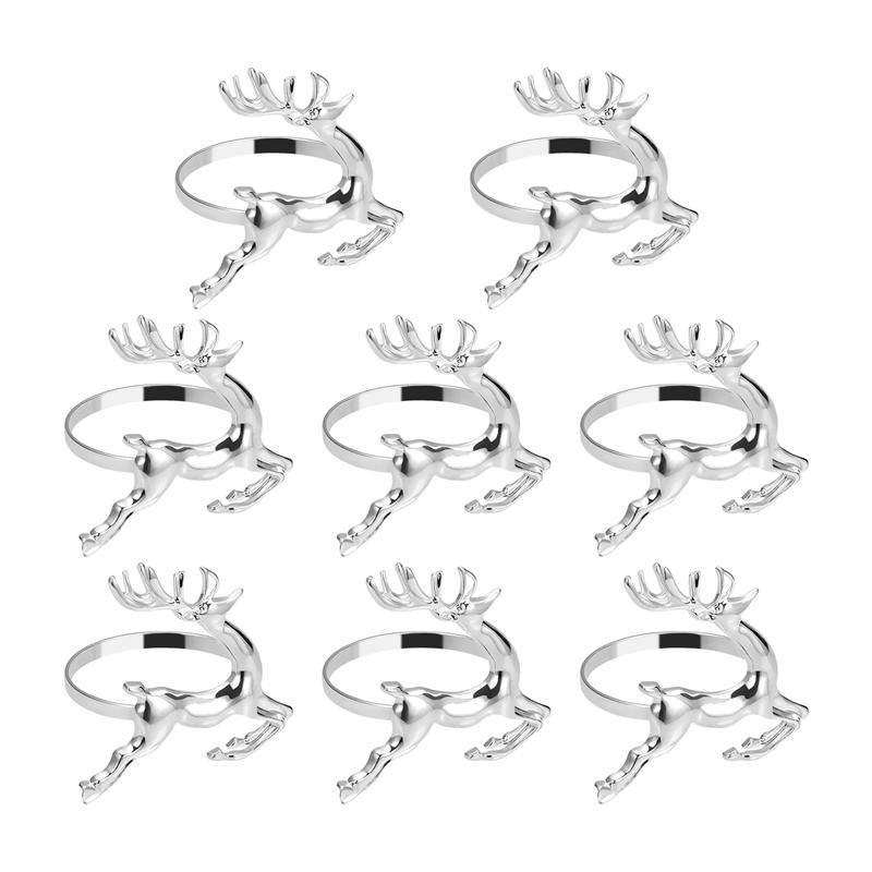 8 Stuks Servet Ring Mode Elanden Herten Decoratieve Ornament Servet Houder Tafel Versiering Voor Kerst Banket Bruiloft