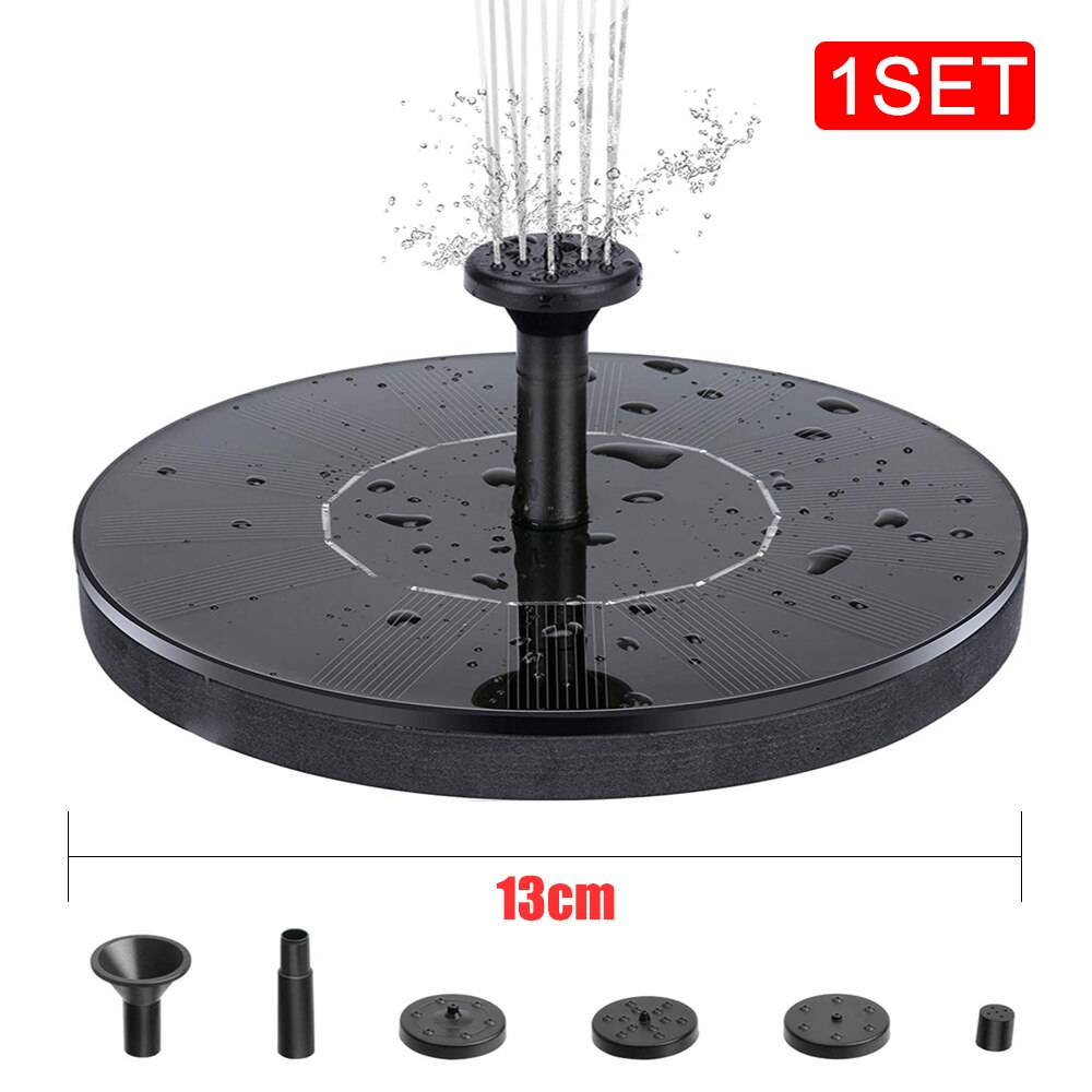 Solar Water Fountain Decoration Swimming Pool Waterfall Fountain Garden Outdoor Bird Bath Solar Powered Floating Solar Fountain: 13cm 1SET
