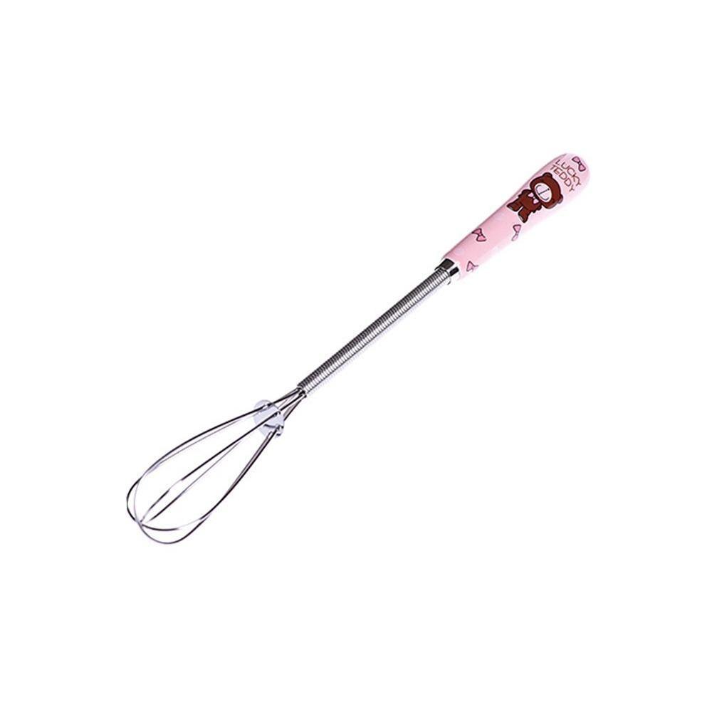 1 batidor de alambre de acero inoxidable con forma de globo batidor Manual para huevos batidora de cocina batidora de crema de utensilios batidora de leche batidora de mantequilla E2M9: pink