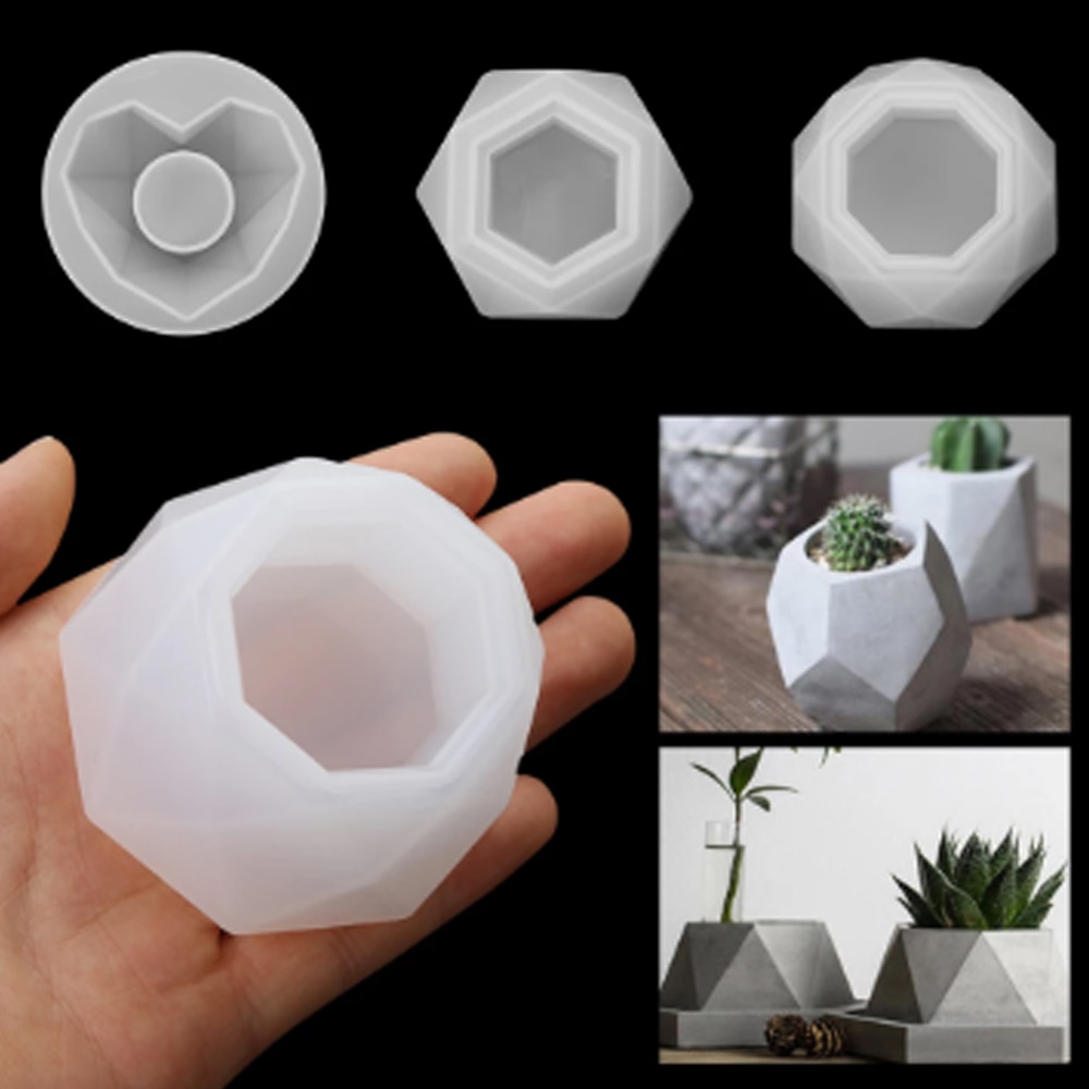 Donica na rośliny silikonowe formy rzemiosło artystyczne wielokątne formy odlewnicze DIY soczyste doniczki gliniane formy 3 styl forma betonowa