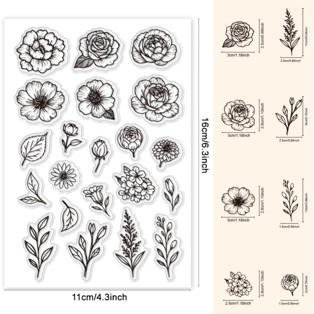 1 ark blommor genomskinlig stämpel blommor löv genomskinliga stämplar genomskinliga stämplar sigill för gör-det-själv scrapbooking korttillverkning