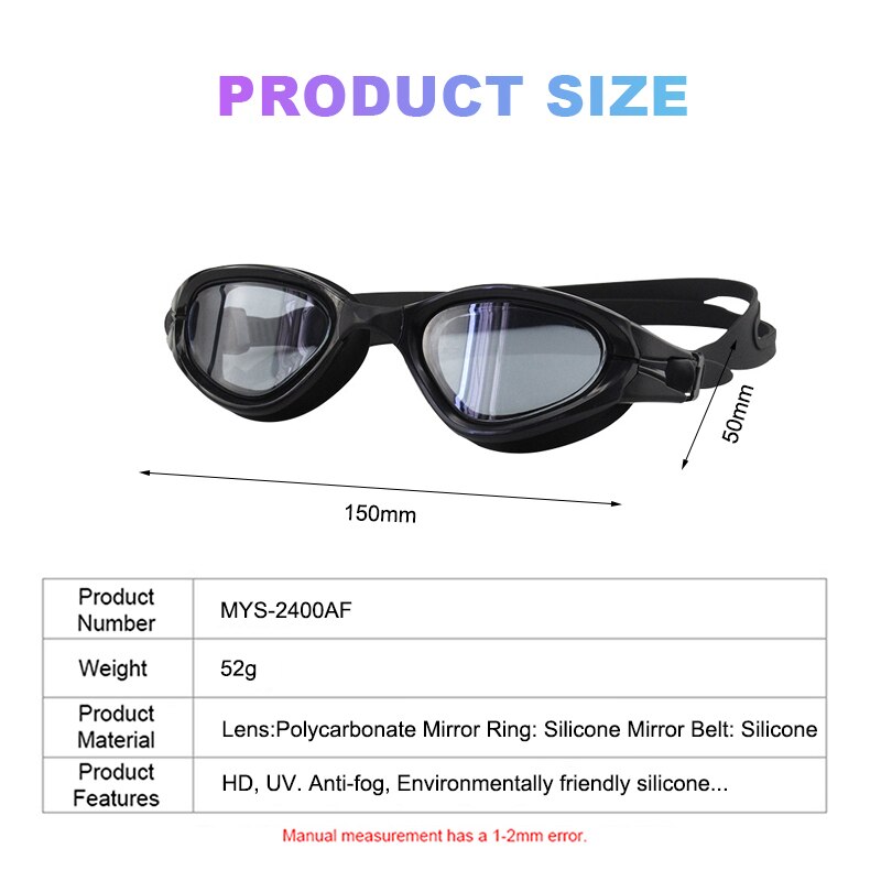 Adult Waterproof Anti-fog Silica gel Swimming Goggles Large Frame Men Women Swim Glasses 3 Nose Bridge Swimming Oculos