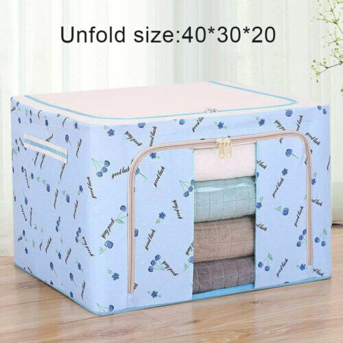 Foldable Oxford Cloth Steel Frame Storage Box Fabric Quilt Waterproof Tide Livingbox Closet Organizer Wardrobe Storage Organizer