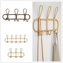 Ganchos de pared de mimbre Retro, organizador de Hoom, perchero para ropa, sombrero, gancho colgante para ropa de baño y sala de estar, colgador de decoración para habitación