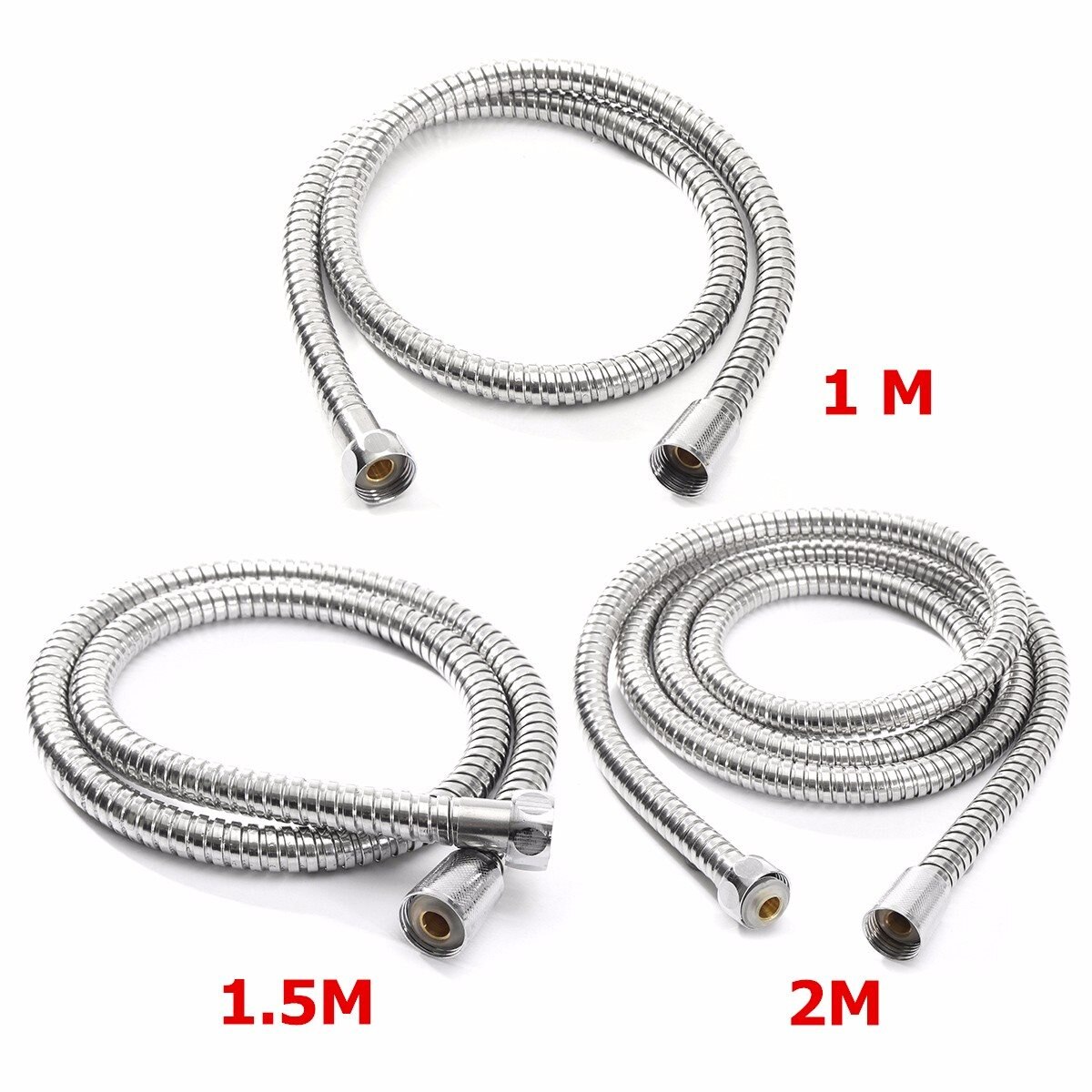 1 st flexibel duschslang 1m/1.5m/2m vvs-slangar rostfritt stål krom badrumstillbehör vattenhuvud duschmunstycke