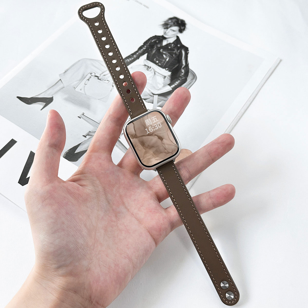 Tynd pu-læderrem til apple watch-rem 10 42/46mm 41/45 mm slank rem til iwatch loop  s9/8/7 se 6/5/4 40/44mm 42mm 38mm