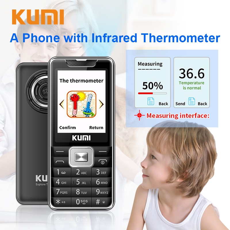 Unlocked Ku Mi Functie Mobiele Telefoon Met Infrarood Thermometer Senior Kids Grote Toetsen Multi Language Mobiel Bluetooth Mi 1 Xia mi