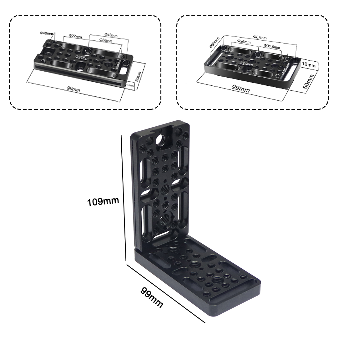 FEICHAO Switching Plate Cheese Board Multi-function 1/4 3/8 ARRI Cold Shoe for Railblock Dovetail Rods DSLR Camera Cage Rig Part