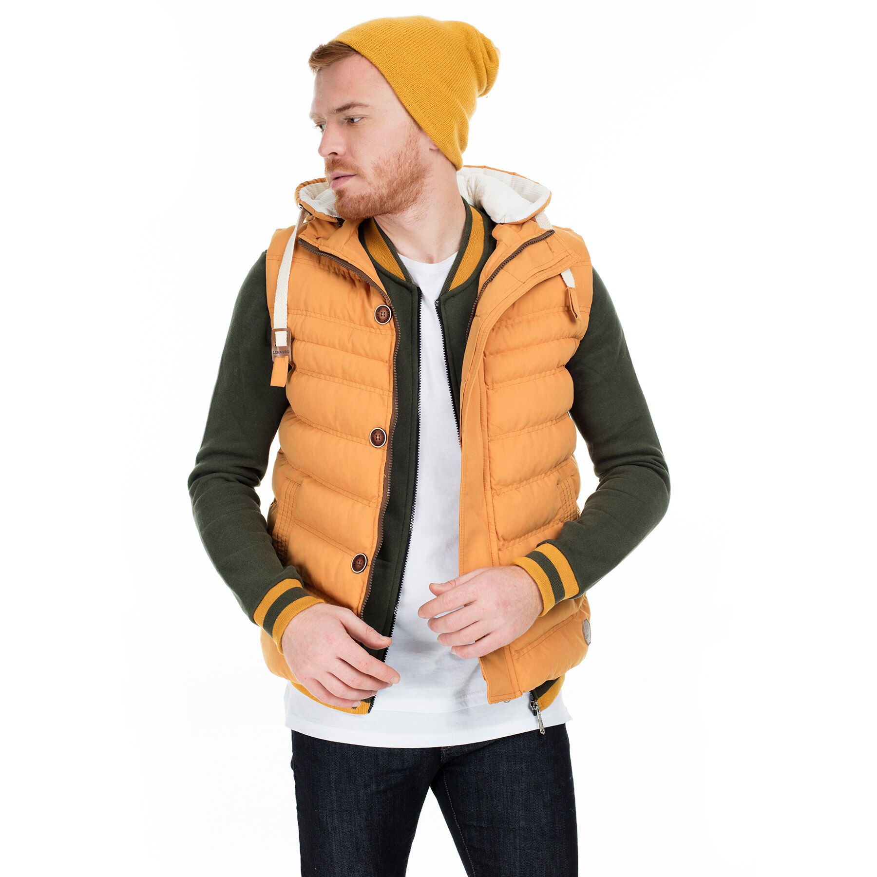 Buratti veste cintrée à capuche homme gilet 55619 K5618: Jaune / S