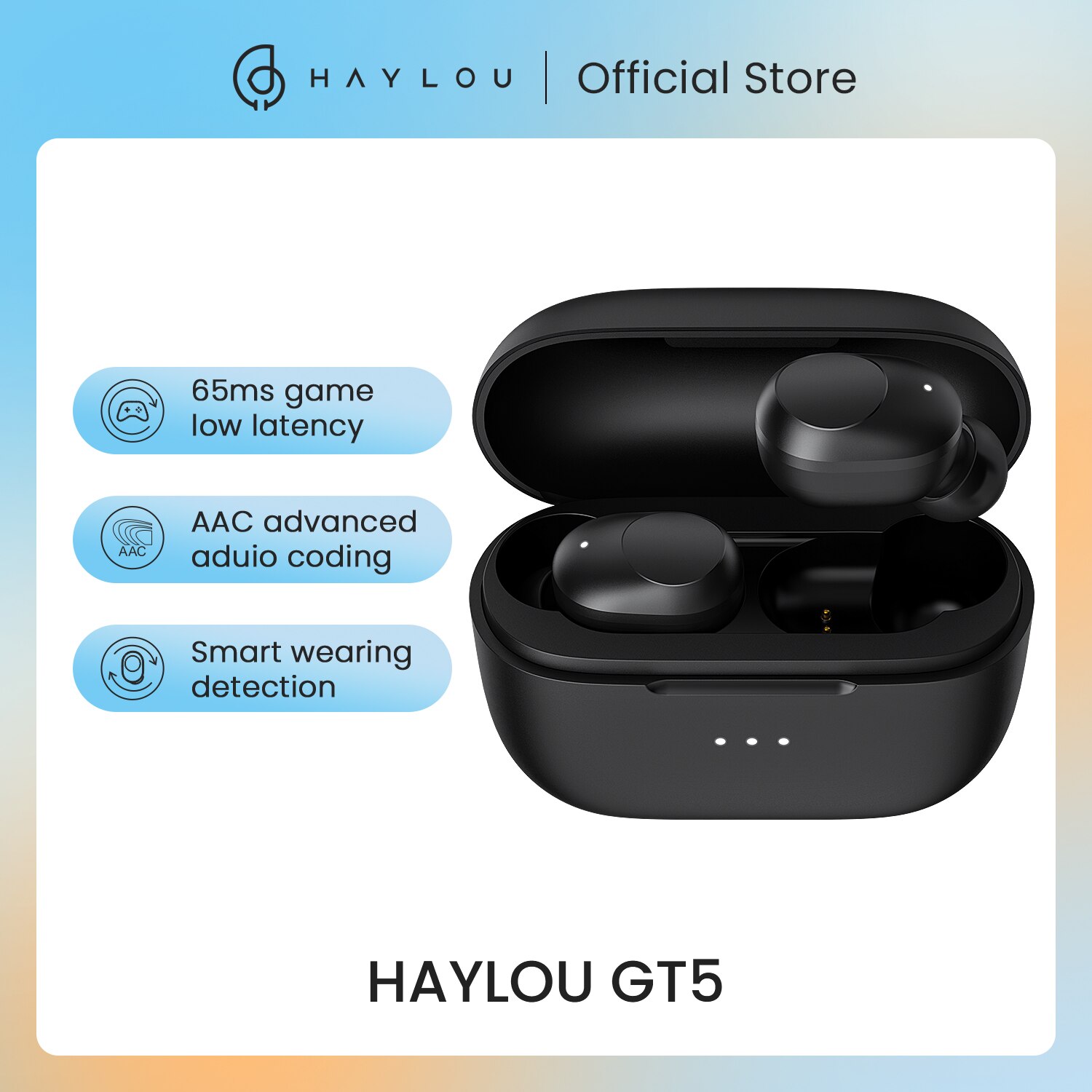 berühren Kontrolle Haylou GT5 Drahtlose Ladung Bluetooth Kopfhörer AAC HD Stereo Klang,Clever Tragen Erkennung, 24hr batterie lebensdauer