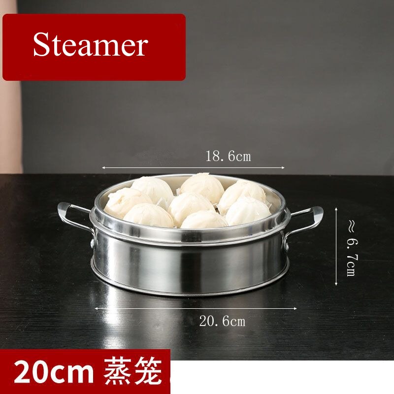 Stainless Steel Food Steamed Instant Pot Steamer Rack Cooker with Cover Food Steaming Tray Grid Double Ear Kitchen Cooking Tool: 20cm