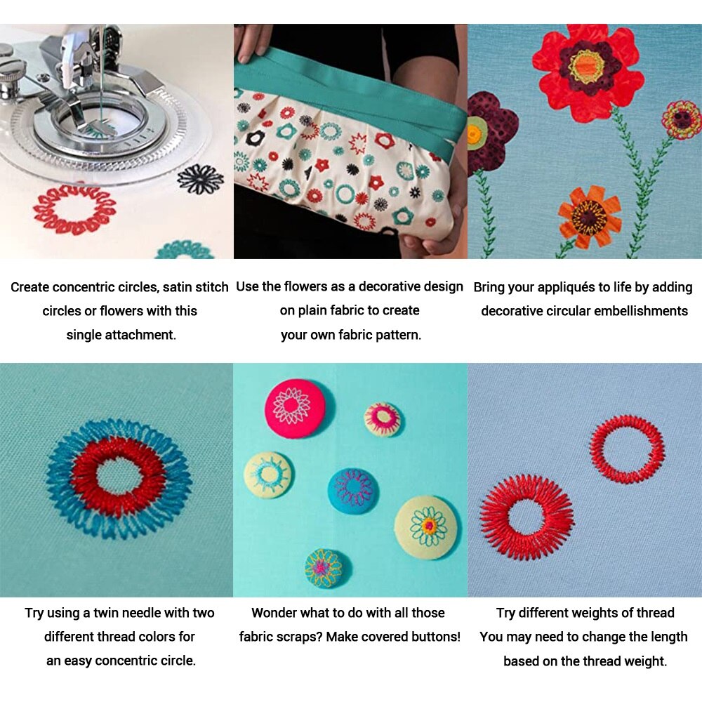 Prensatelas para bordado de punto de flores, pie de costura inspirado en flores, para la mayoría de máquinas de coser Singer de caña baja, 1 ud.