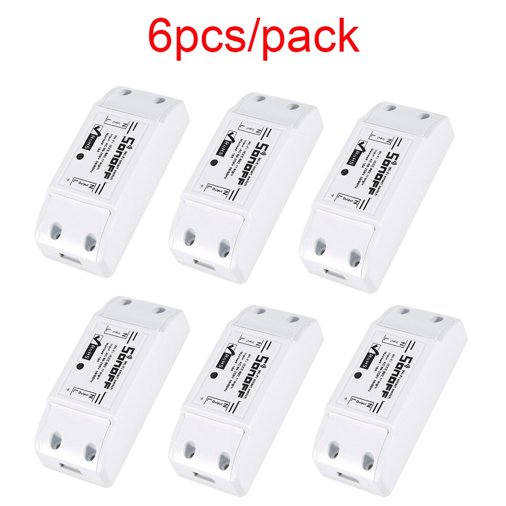 6/10pcs SONOFF Basic Wifi Schakelaar voor Alexa Google Home Timer 10A/2200W Draadloze Afstandsbediening Schakelaar slimme Automatisering Module: 6PCS