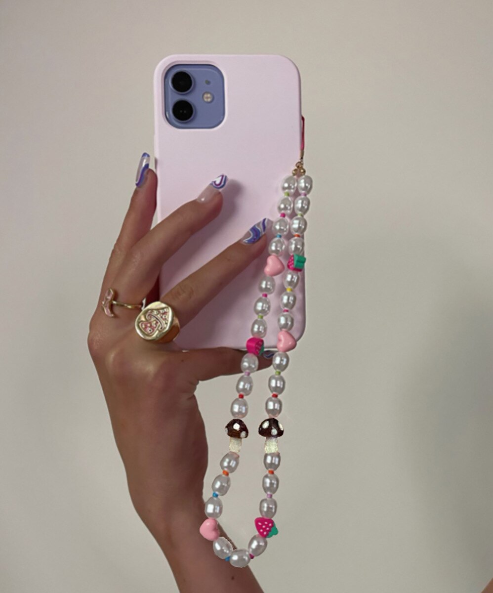 Unique Chain For Phone Mobile Straps Hand Made Charm Pearls Women Telephone Jewelry Beads Anti-Lost Lanyard Phone Accessories