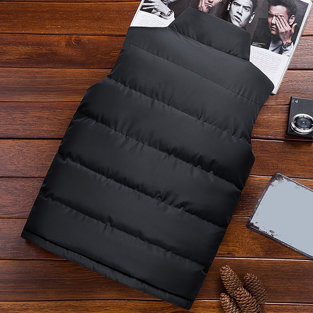 Heren winter effen kleur mouwloos vest jas opstaande kraag dik warm vest herenkleding herenjas