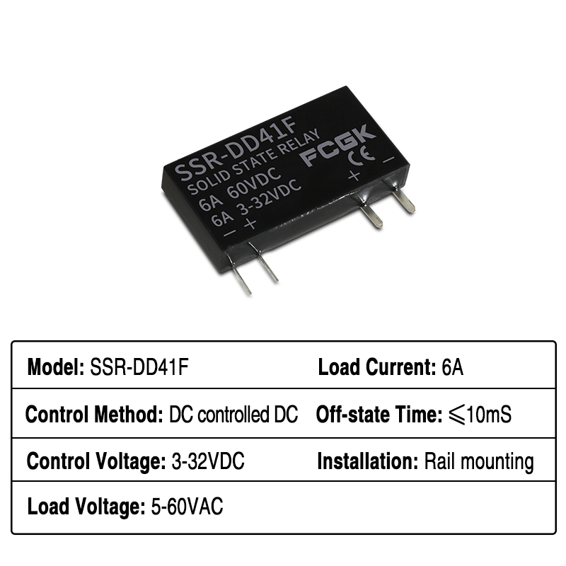Tyndt relæ ssr -41 fda ssr -41 fdd solid state relæ 6a din-skinne relæ dc-styring ac dc-styring dc
