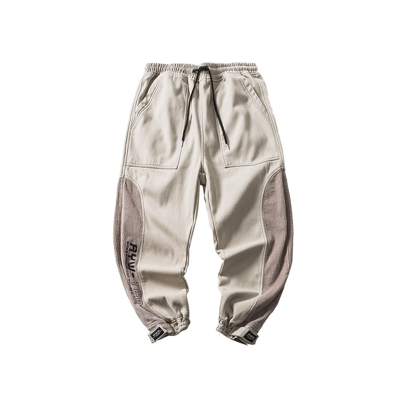 Pantalones casuales de pana para hombre, ropa de calle estilo Hip Hop Cargo, con Velcro, coreana, de chándal
