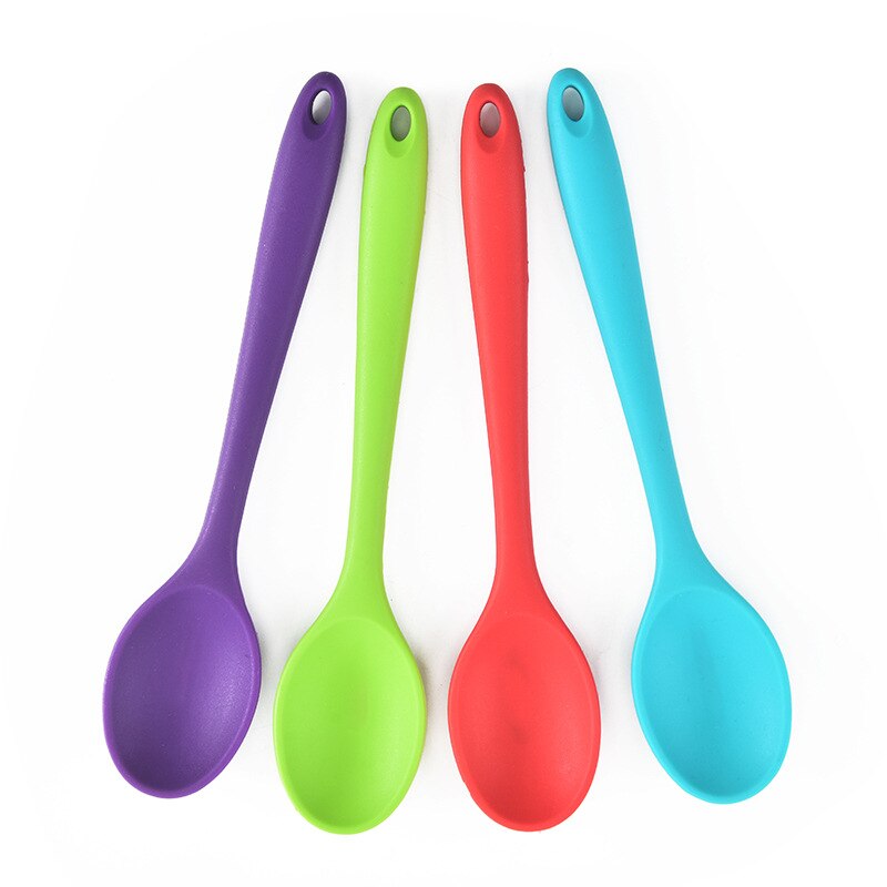 Silicone spoon small salad stirring spoon baby eating spoon baking food grade tableware spoon rice