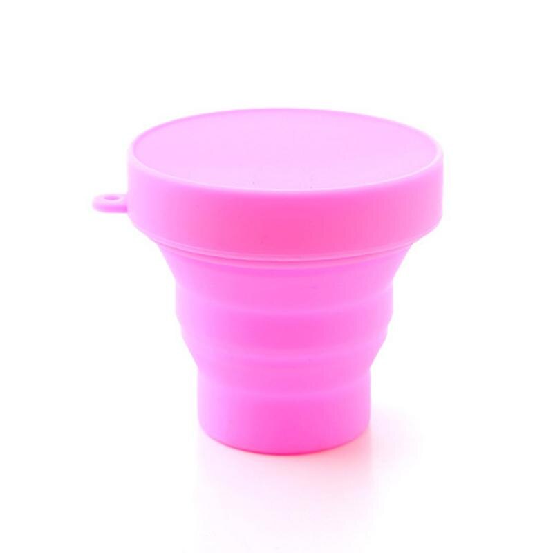 Vasos plegables de silicona retráctiles para niños, portátil de taza de agua Color caramelo, suministros de viaje al aire libre, 1 ud.: Pink