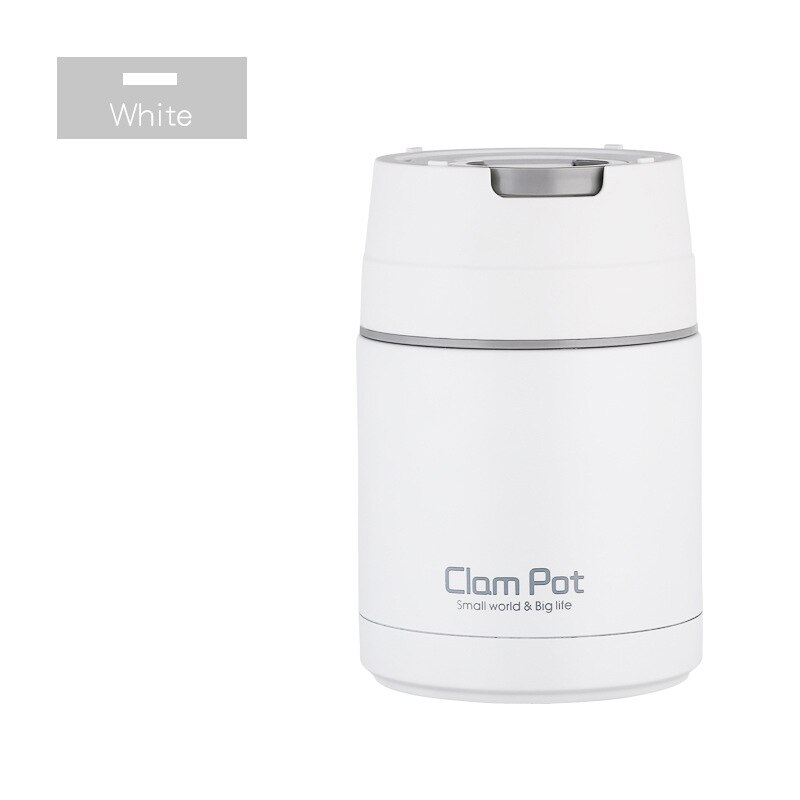Frasco grande de alimentos aislado al vacío con cuchara, contenedores de termo para sopa con asa, contenedor de conservación de alimentos de doble capa de 800 ml: white