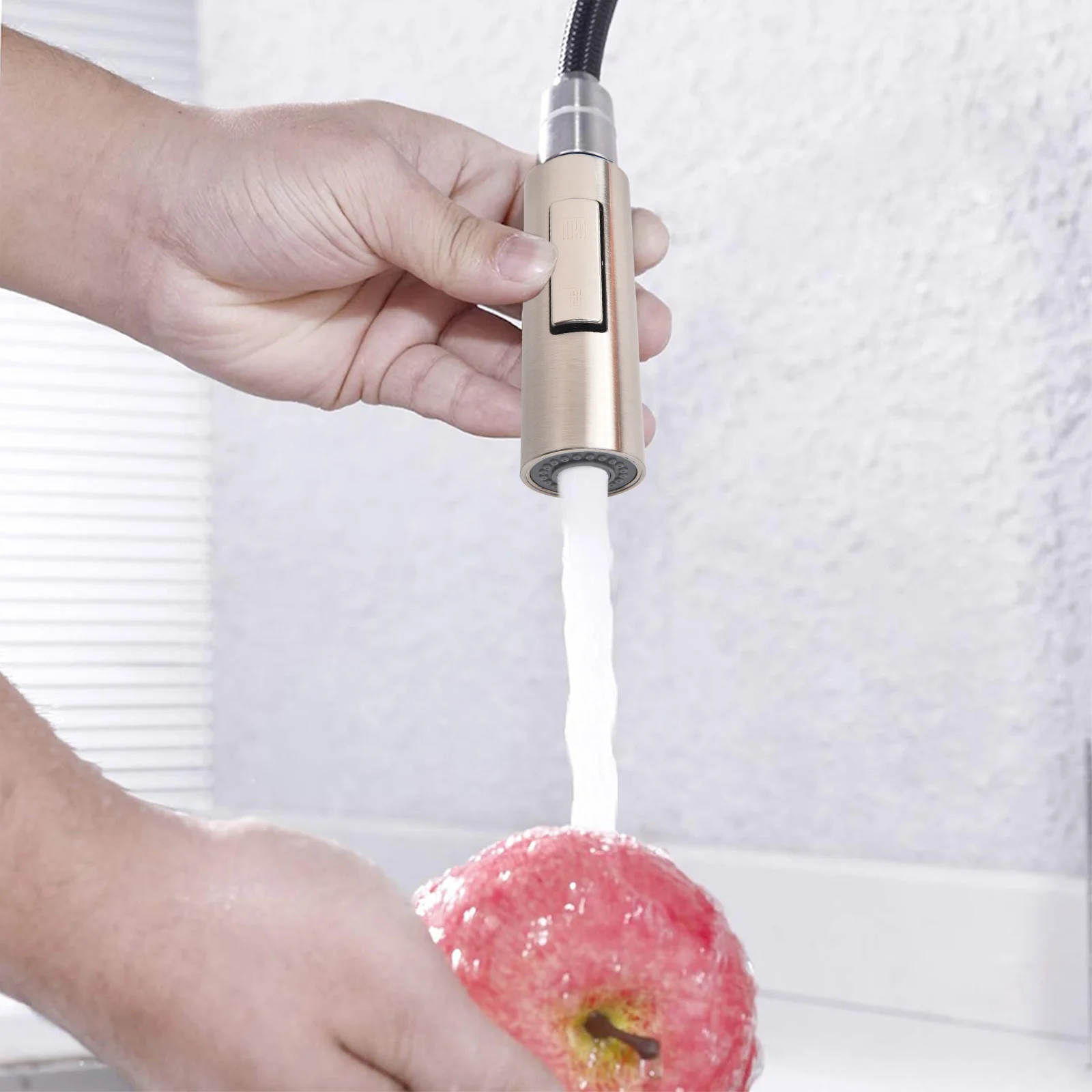 Uittrekbare spray douchekop Instelling Keuken Reserve Vervanging Kraansproeier Tweefunctie Uittrekbare warme en koude kraan Douchekop