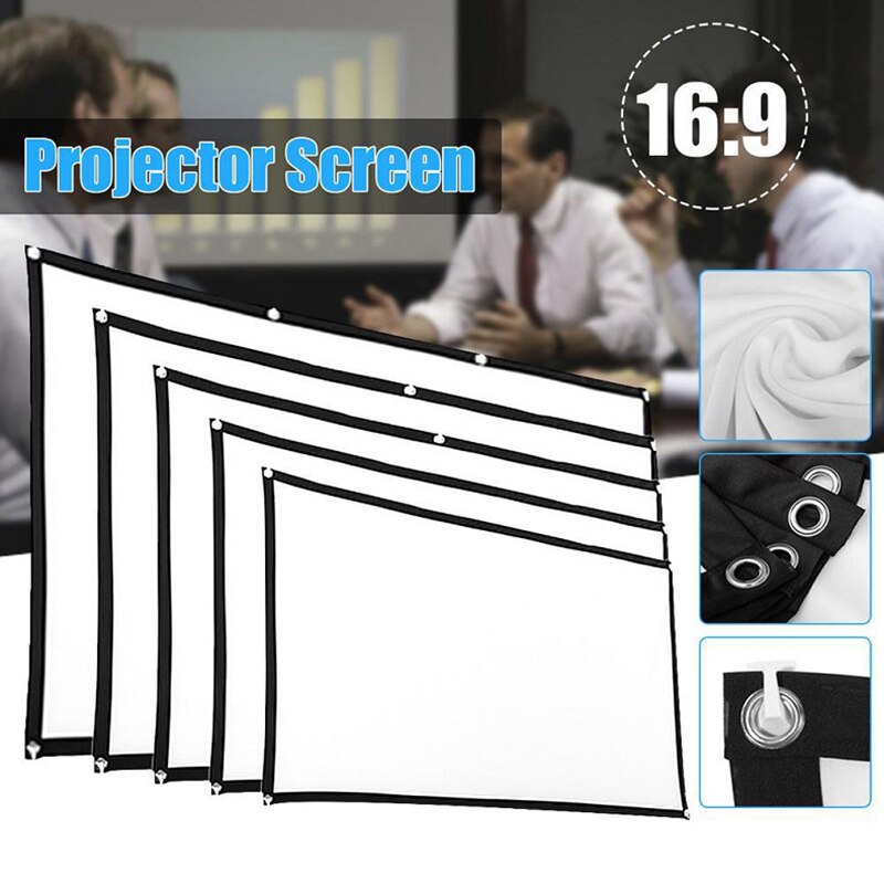 60-150inch Projector Screen Beamer Anti-Light Fabric Portable Foldable Home Cinema Theater Movie Outdoor Simple Screen With Hook