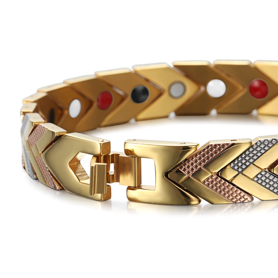 Goldene magnetarmbänder für damen, 4 in-in -1- kombination aus Germanium für gesundheit, bioenergie und heilwirkung, schmuck für frauen mit Arthritis