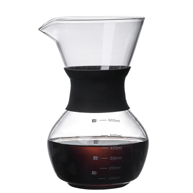 Glass Coffee Pot With Stainless Steel Filter High-Temperature Resistant Coffee Pot Espresso Coffee Machine Graduated Coffeeware: 600ml A