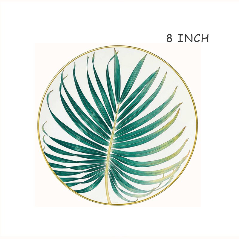 Bone China Ronde Plaat Creatieve Bos Dessert Serie Set Bladeren, Bloemen, restaurant En Thuisgebruik Koffie Set En Kom: J