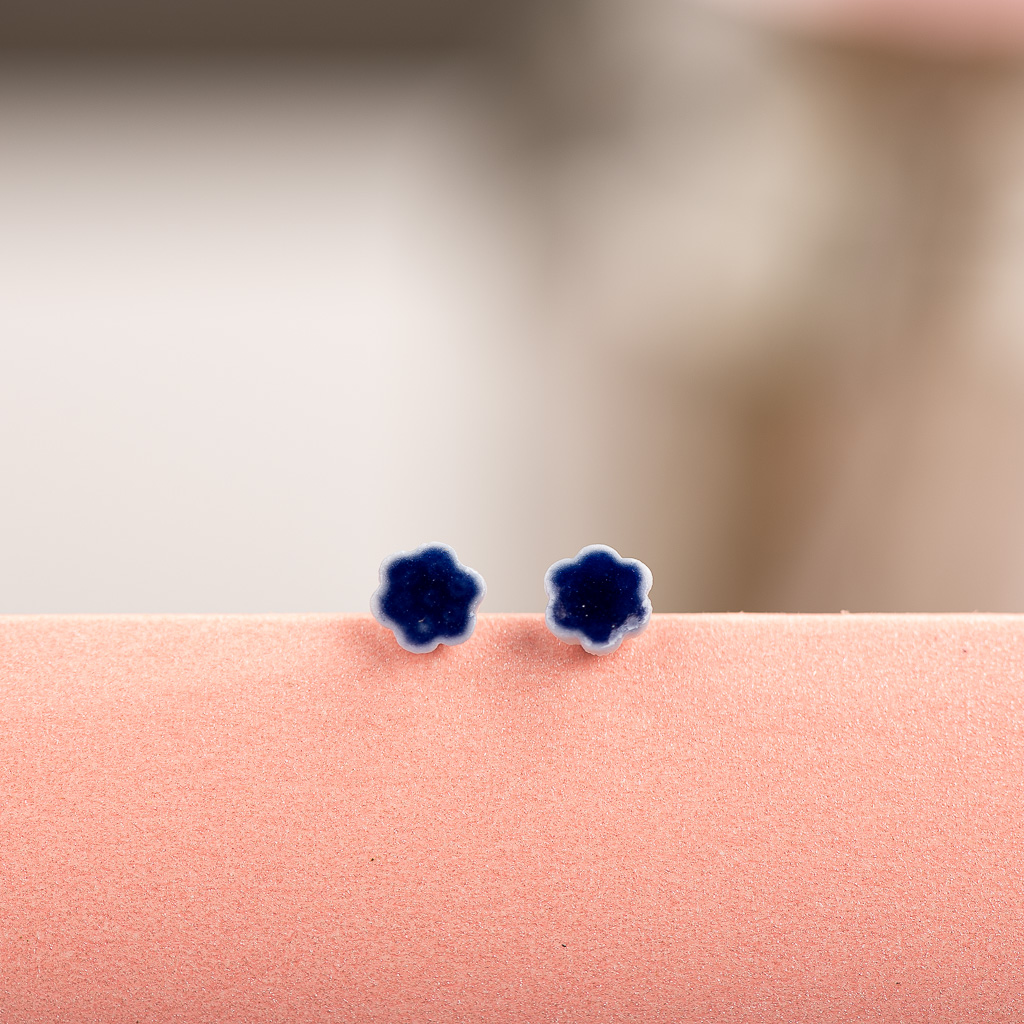 Delicate Flower Multicolor Ceramic Earrings Ear Studs Jewelry For Women Girl #LY125: Gold-color