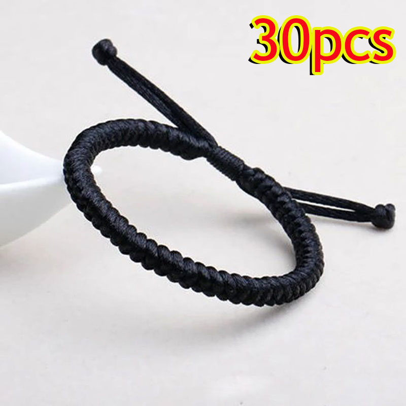 1-30 Uds. Pulseras hechas a mano de color rojo de la suerte para mujeres y hombres, pulseras con nudos de cuerda trenzada ajustable budista tibetano, pulseras de joyería,: Rojo óxido
