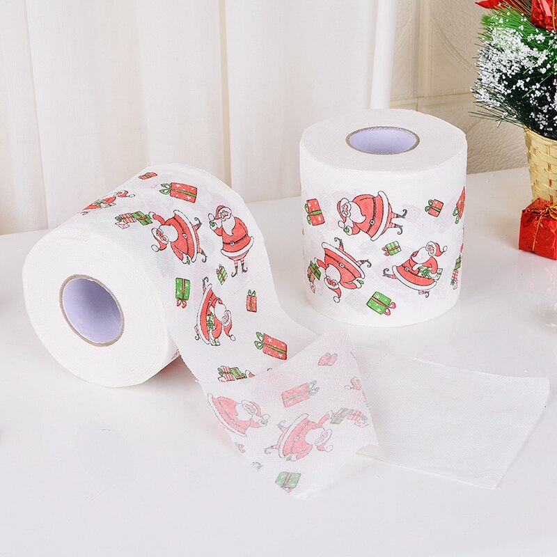 2 Lagen 10 Rolls Vrolijk Kerstfeest Hand Roll Papier Santa Afdrukken Papierrol