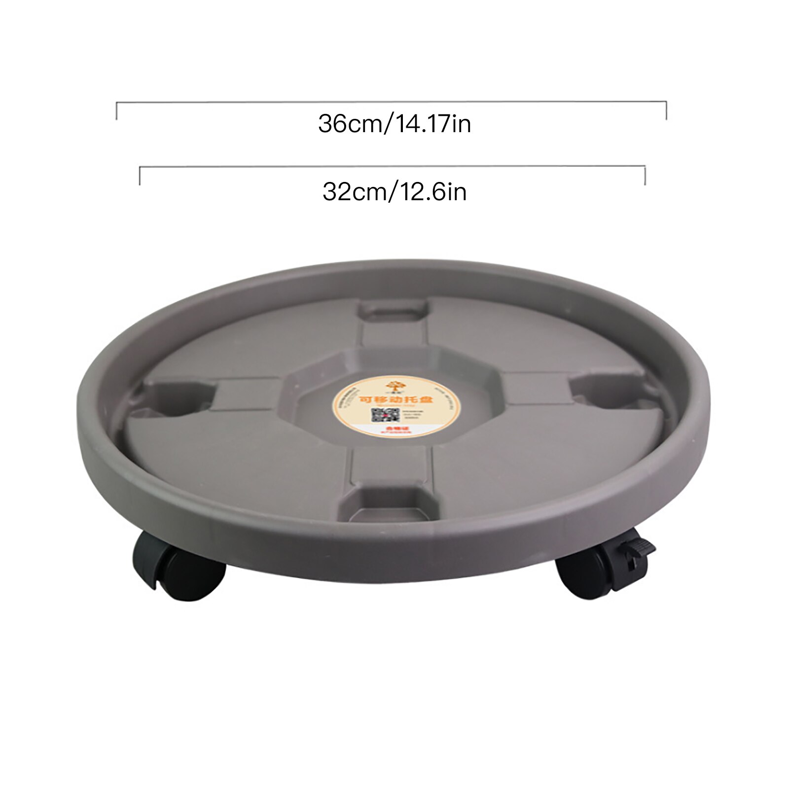 Flower Pot Tray Round Plastic Tray Caster Wheels Pallet Tray Vase With Rollers Flower Plant Pot Holder: Grey 360