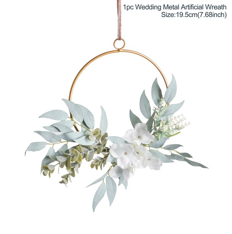 Fengrise nordisk stil geometrisk metal ring krans kunstig blomst krans ramme bryllup dekoration fødselsdagsfest væg hængende: Metal krans 04