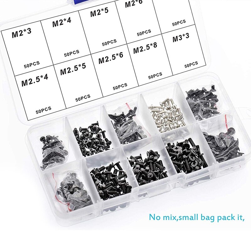 500Pcs M2 M 2,5 M3 KM Schraube Flach Kopf Phillips Schrauben Laptop Notebook Schrauben Set Kit Für Computer Kleine schraube