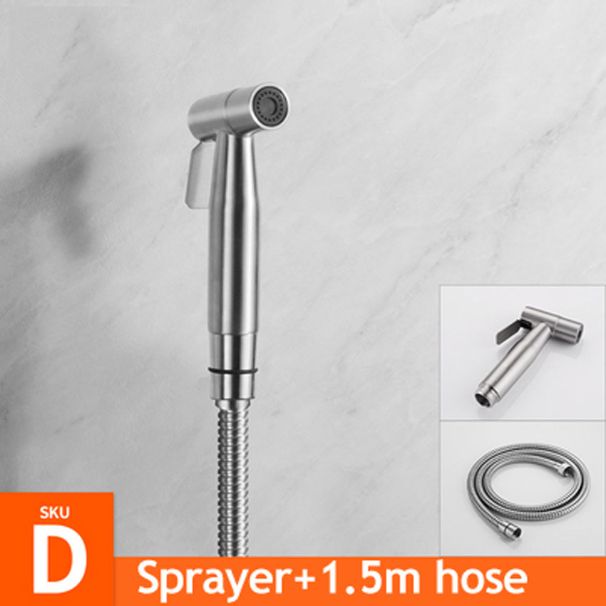 Ecofresh Handheld Toilet bidet sprayer set Kit Stainless Steel Hand Bidet faucet for Bathroom hand sprayer paper roll holder: D