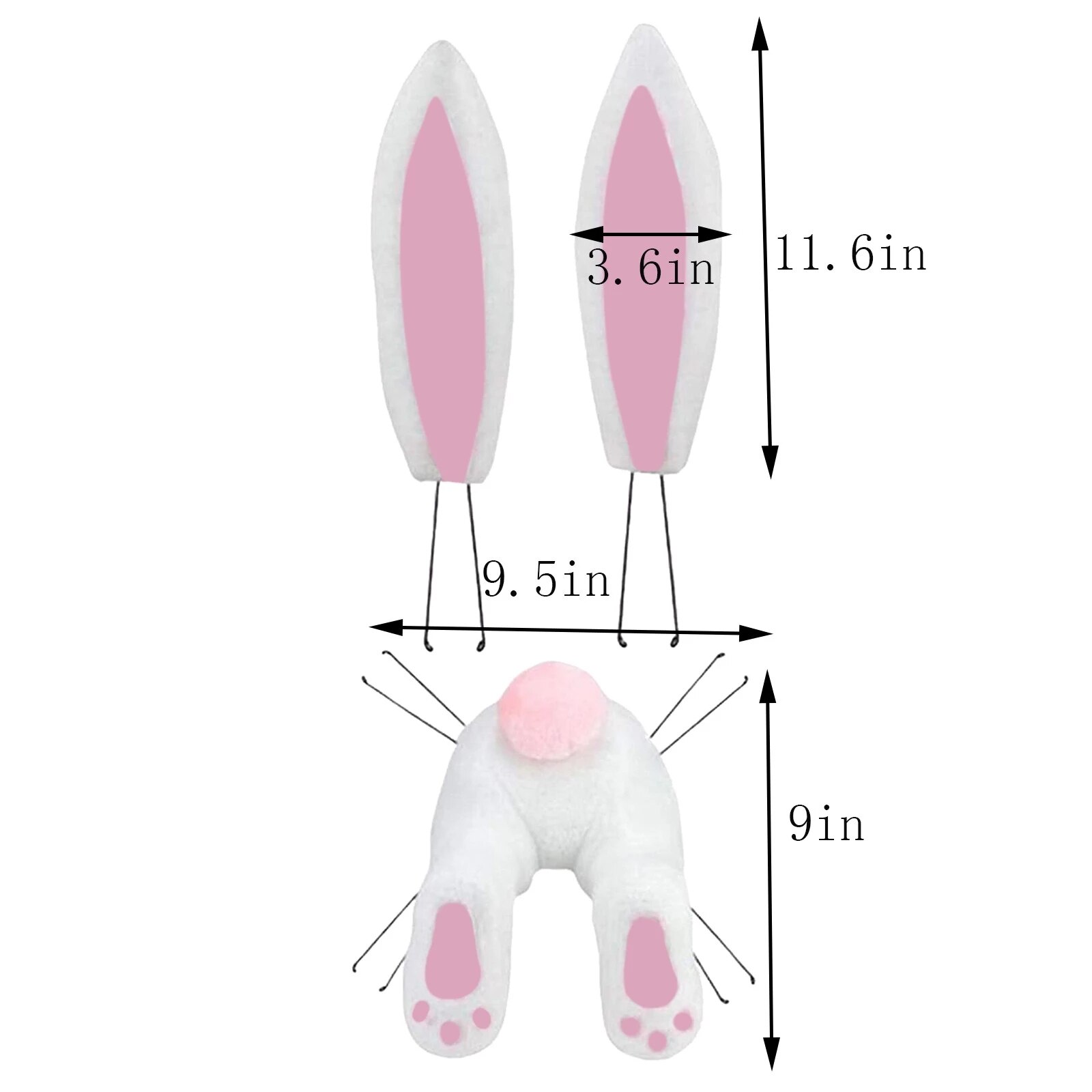 Rabbit Wreath Decoration Easter Bunny Butt Wreath Kit Door Decorations Easter Spring Outdoor Hanging Easter Home Decorations: 1
