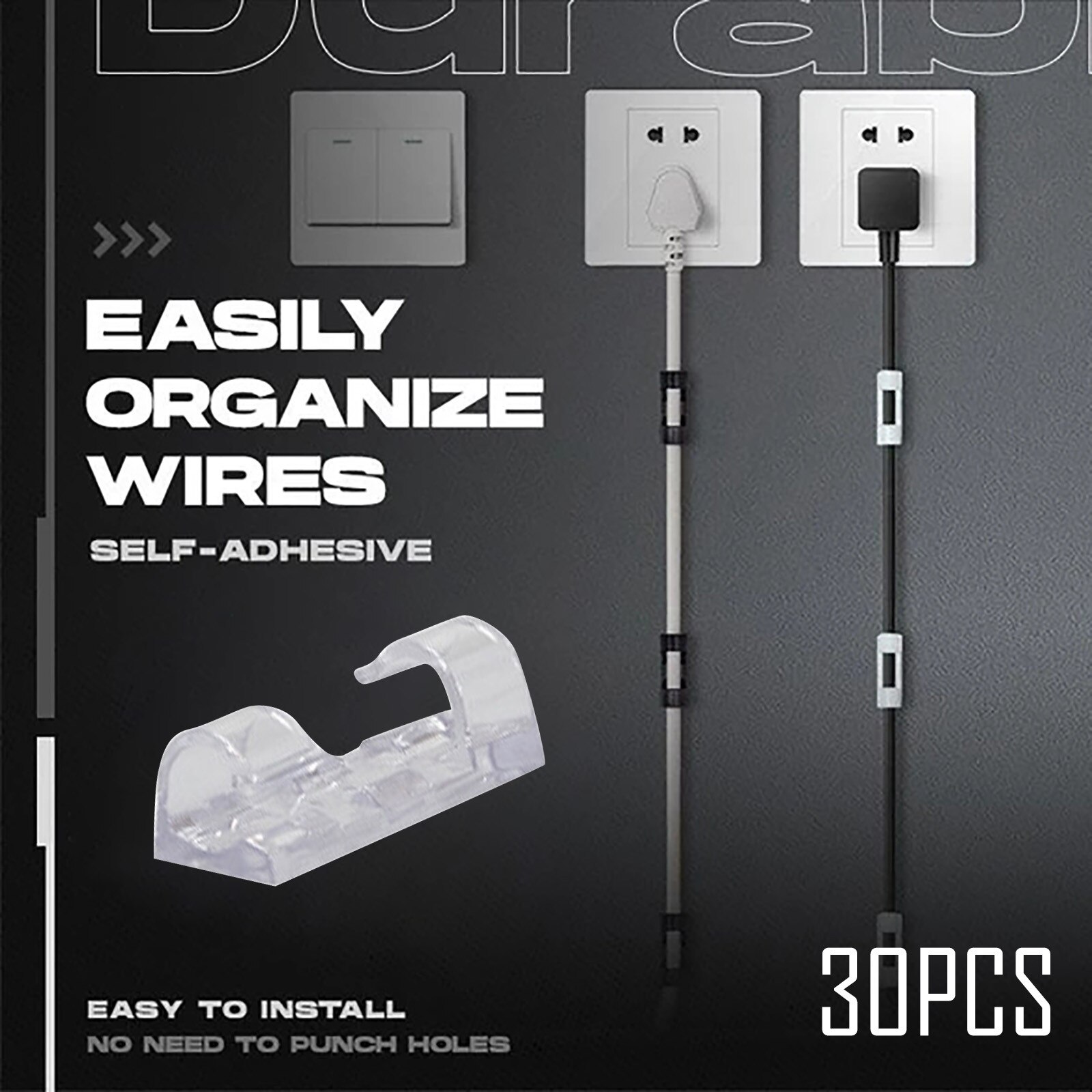 25/30pc Finisher Wire Clamp Self-adhesive Wire Organizer Cable Clip Holder Self-Adhesive Cable Clips Organizer USB Cable Winder